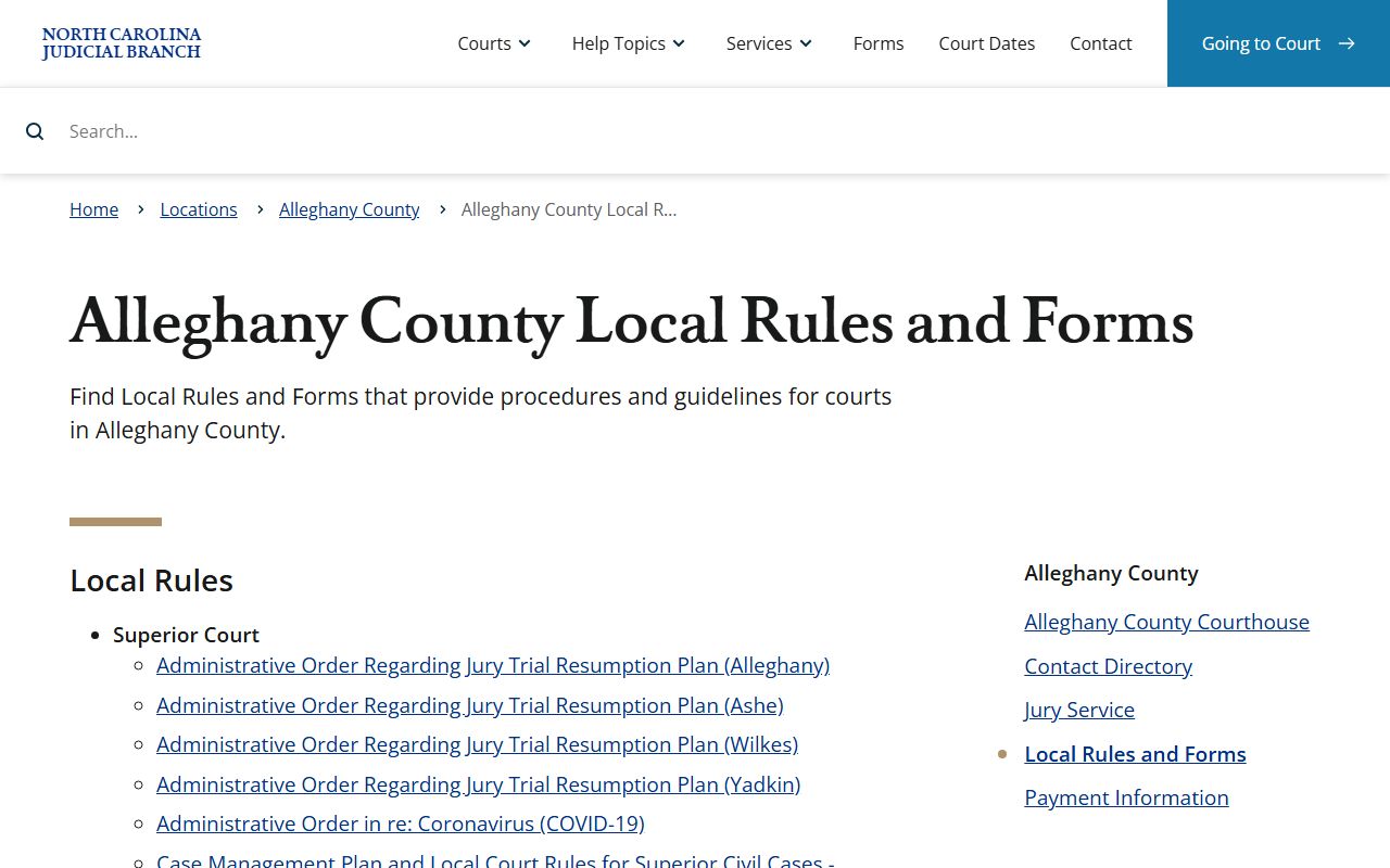 Alleghany County traffic court records