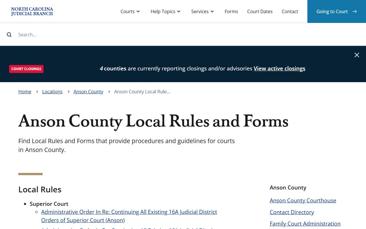 Anson County traffic court records