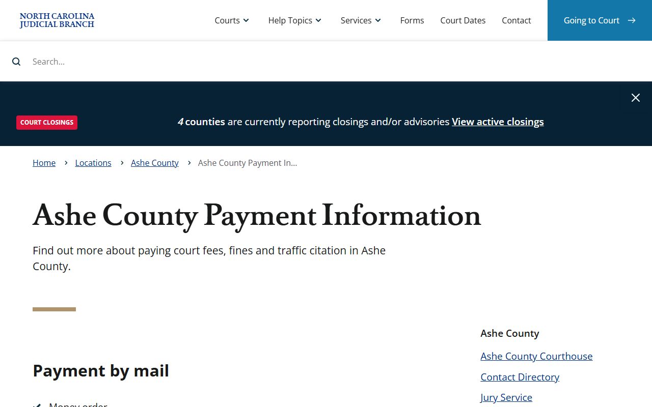 Ashe County traffic court records