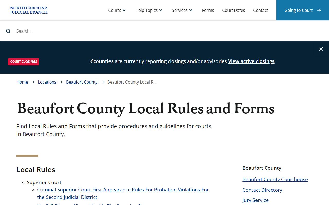 Beaufort County traffic court records