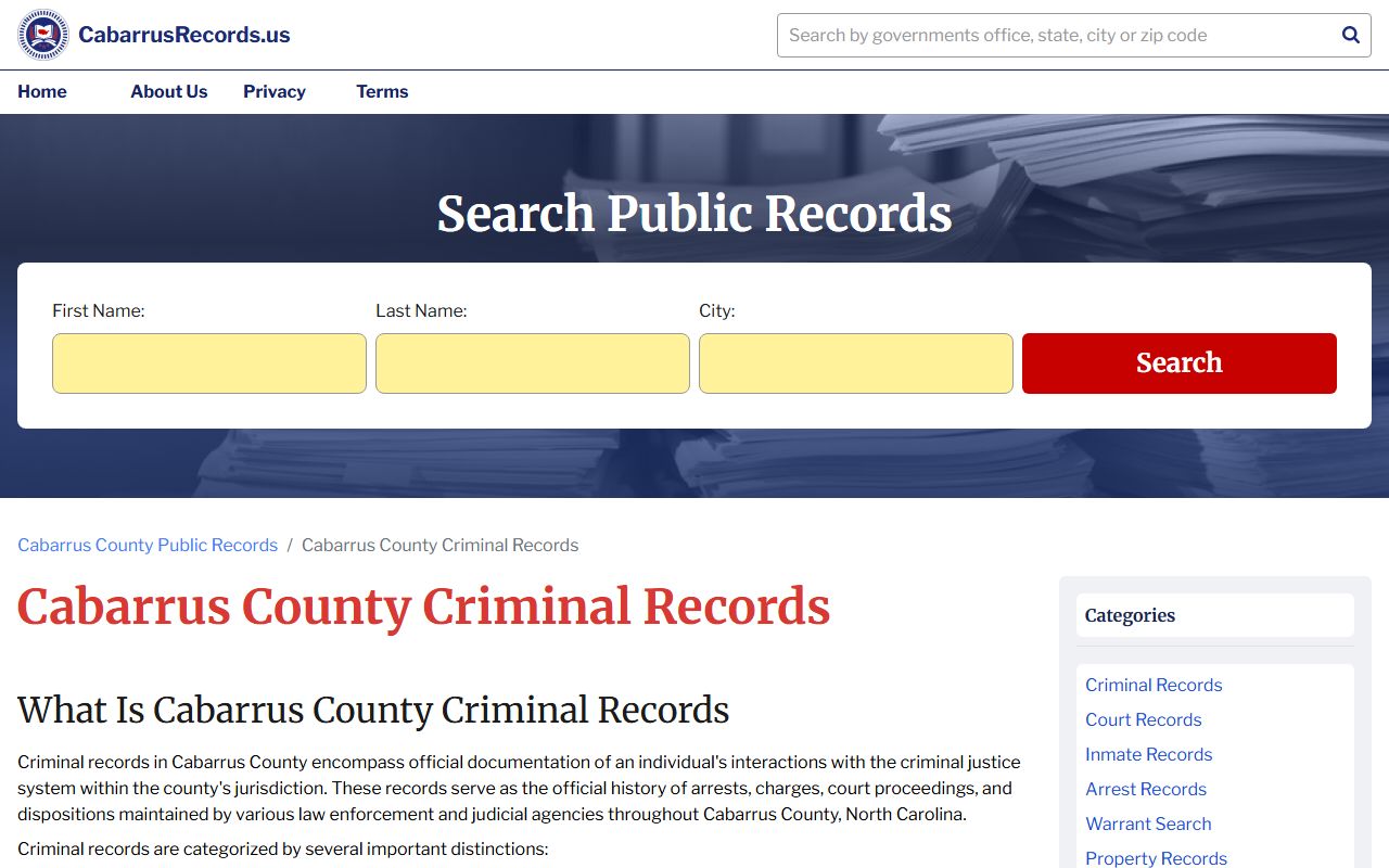 Cabarrus County criminal records search