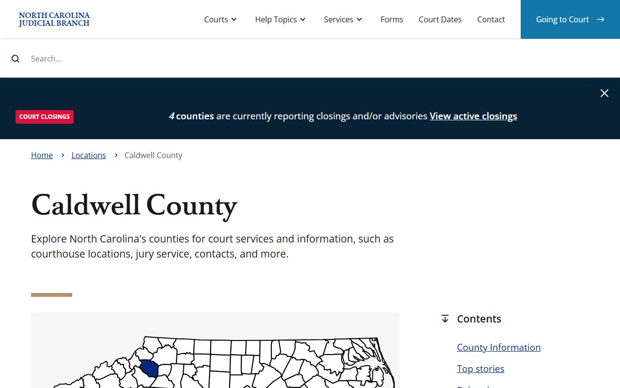 Caldwell County Clerk of Superior Court website for traffic court records