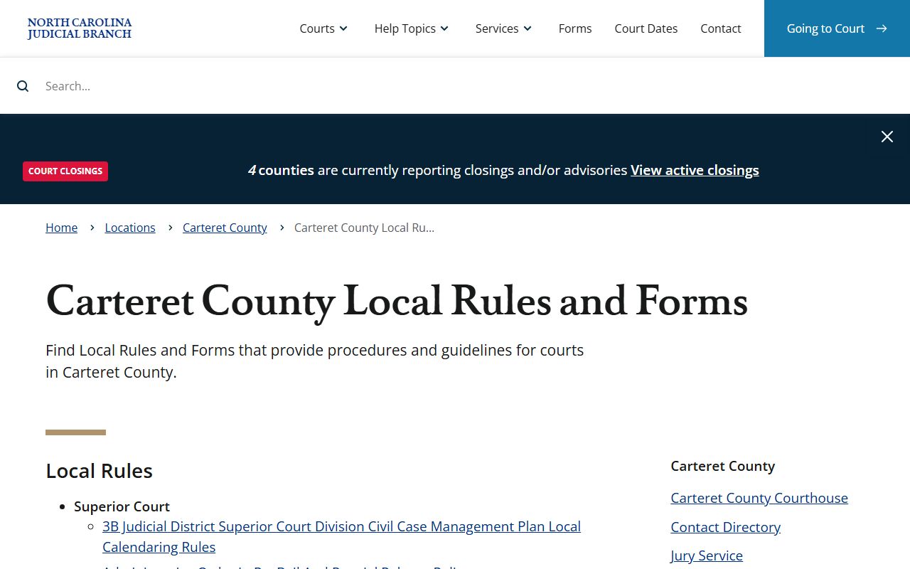 Carteret County local court rules
