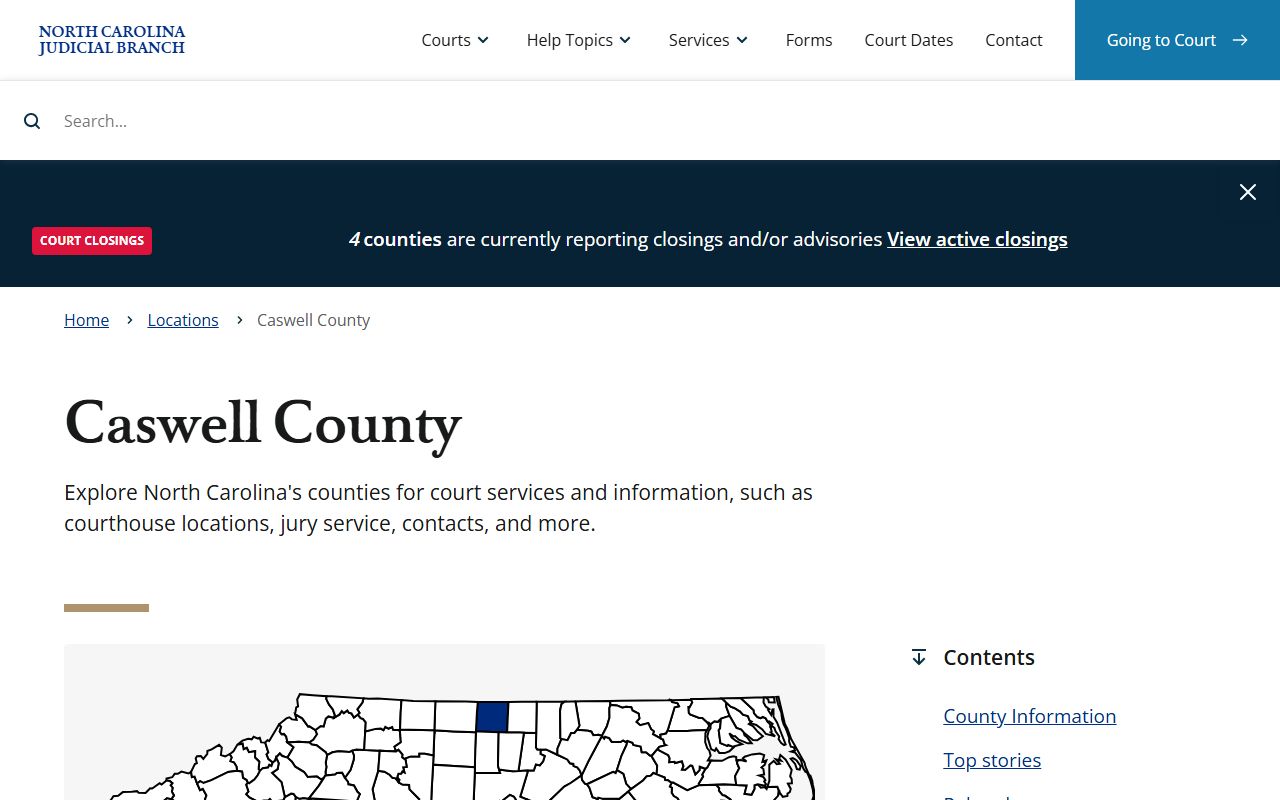 Caswell County Clerk of Superior Court website for traffic court records