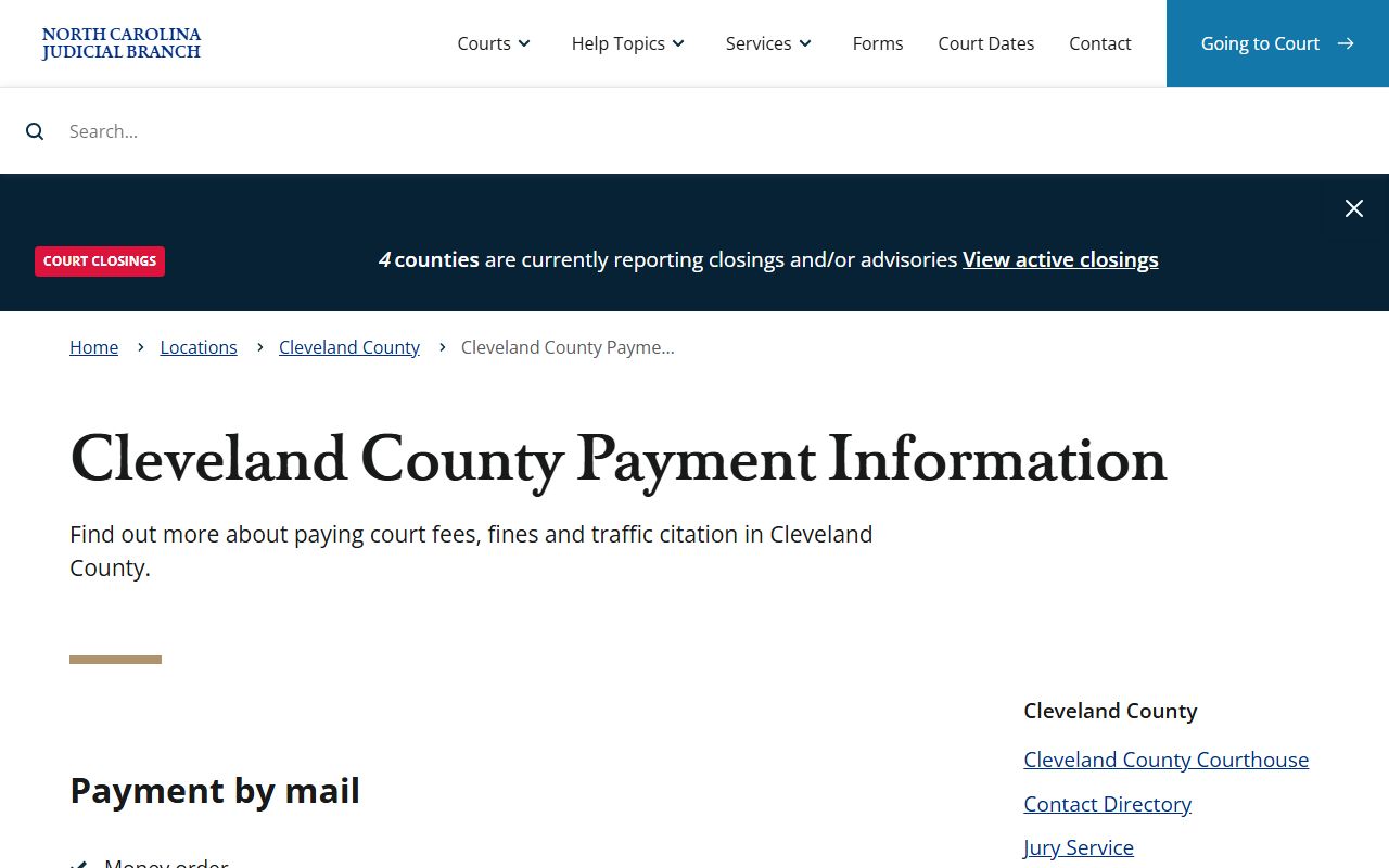 Cleveland County traffic court payment information