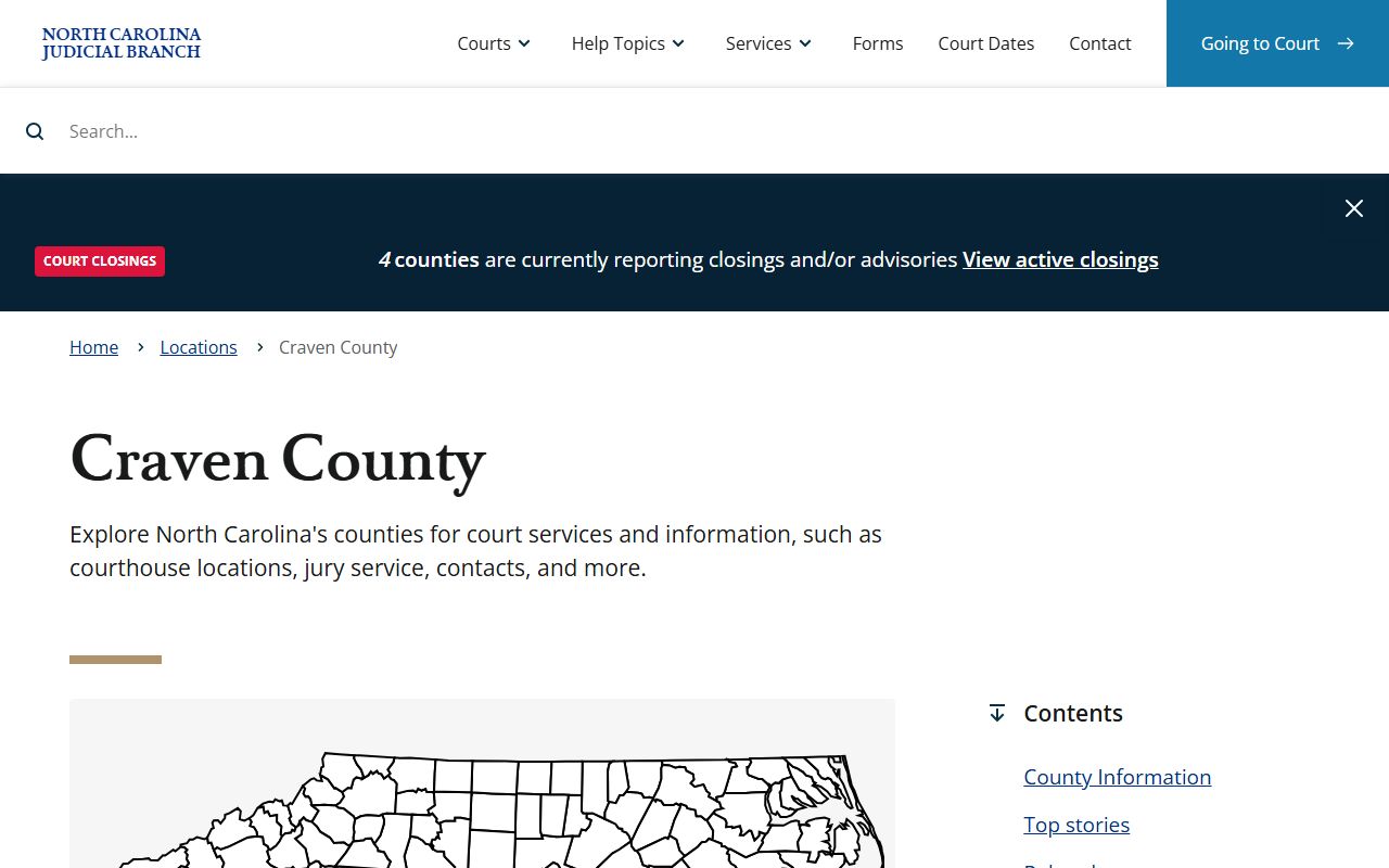 Craven County Clerk of Superior Court website for traffic court records