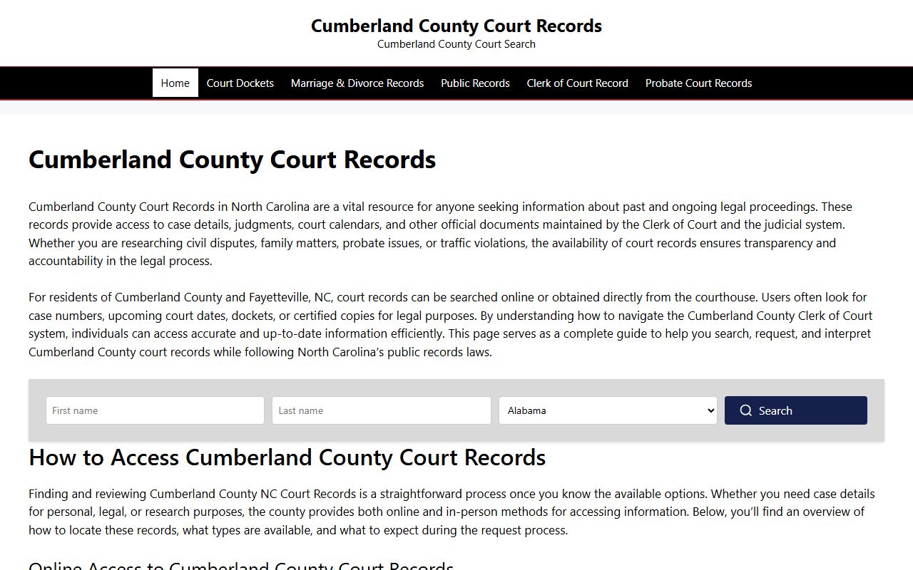 Cumberland County courts website for traffic case lookup