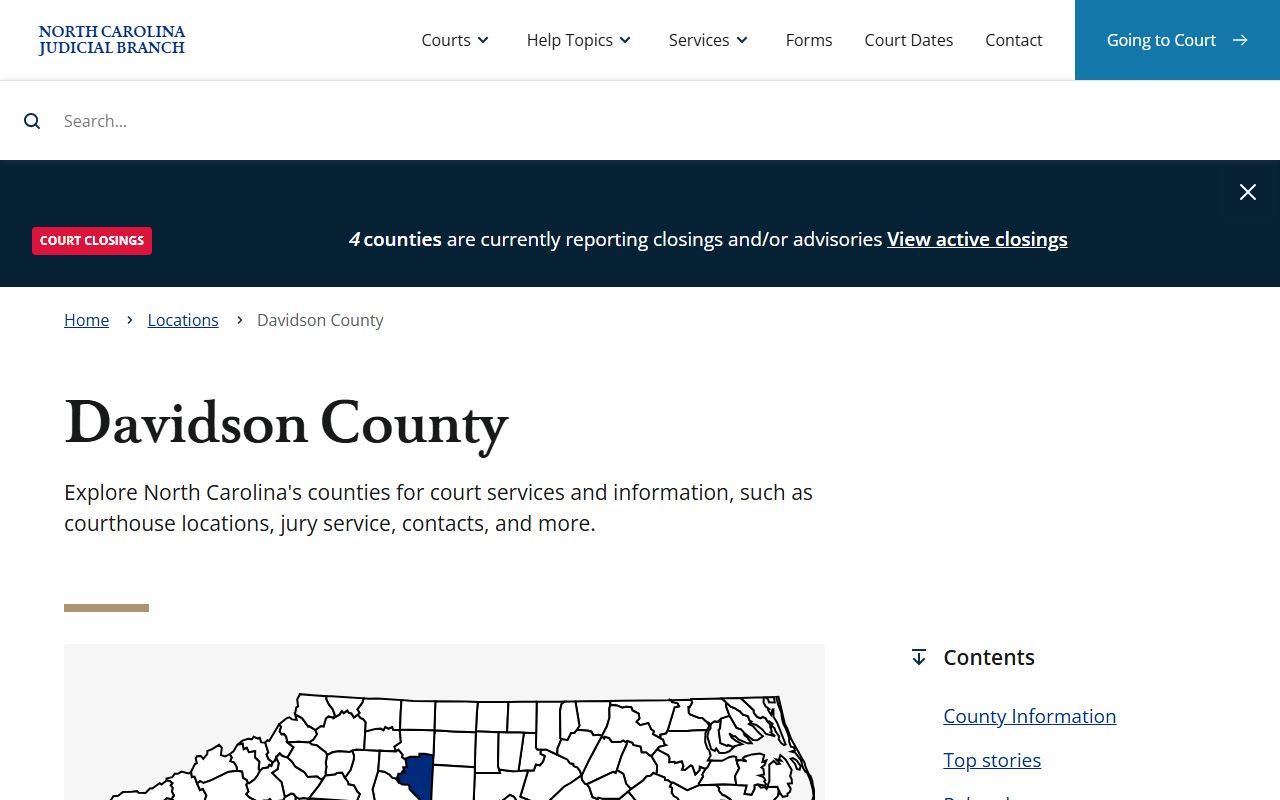 Davidson County Clerk of Superior Court website for traffic records