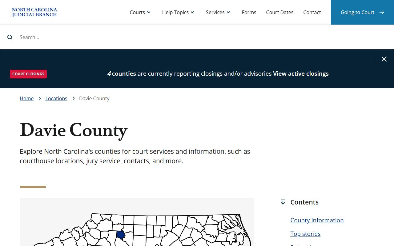 Davie County Clerk of Superior Court website for traffic records