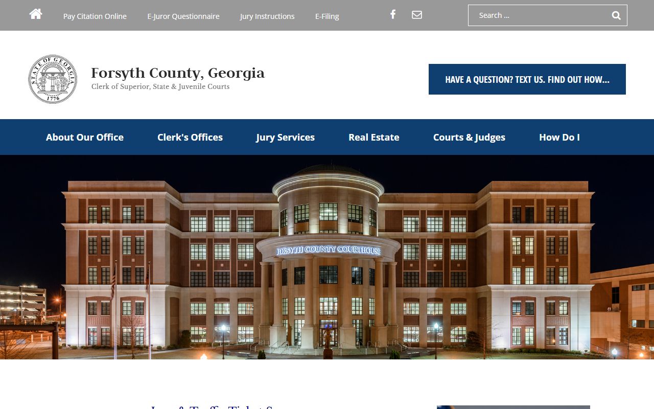Forsyth County clerk website for court information