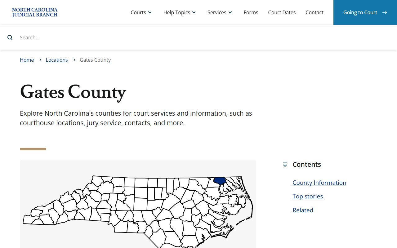 Gates County Clerk of Superior Court website for traffic records