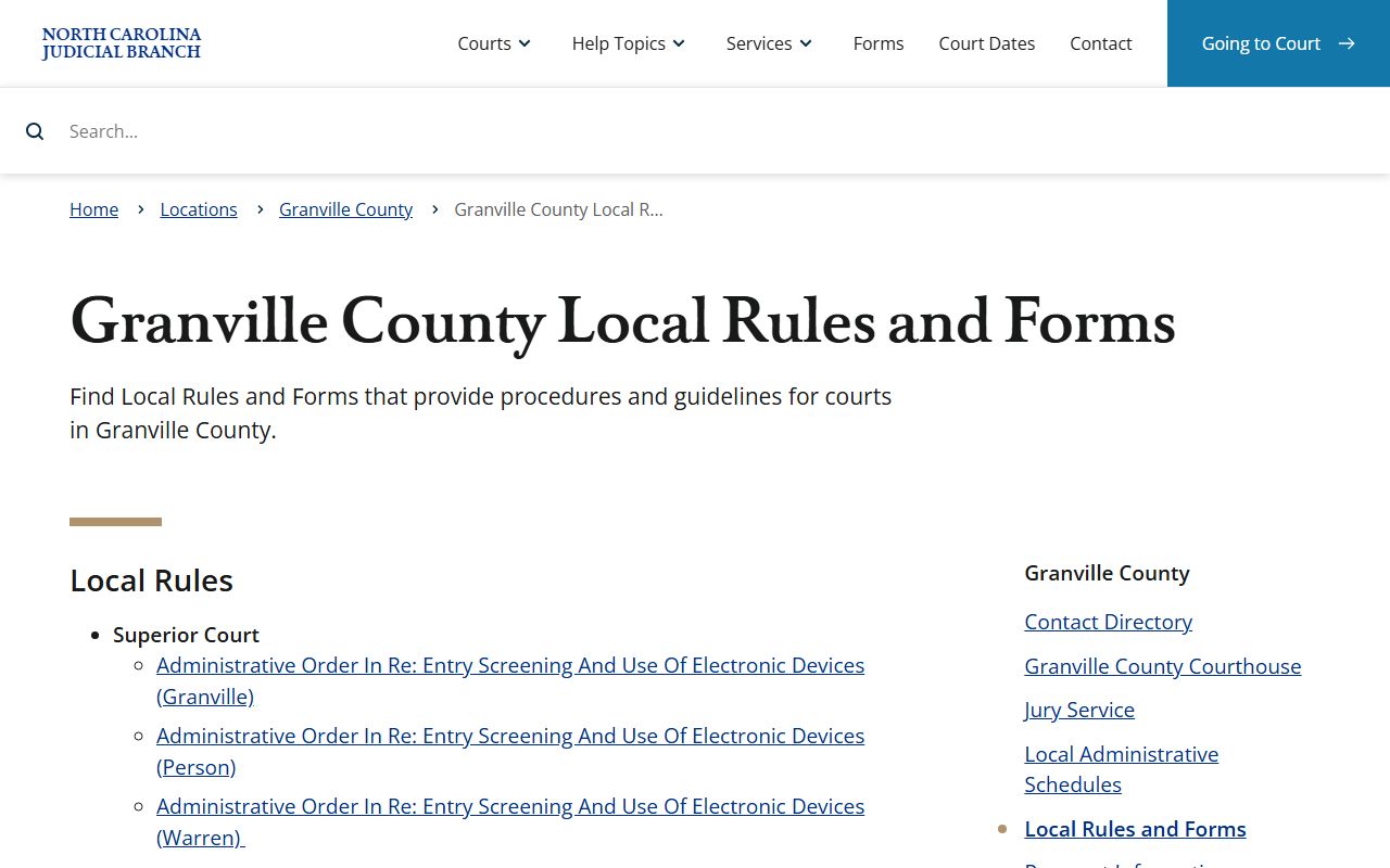 Granville County traffic court records