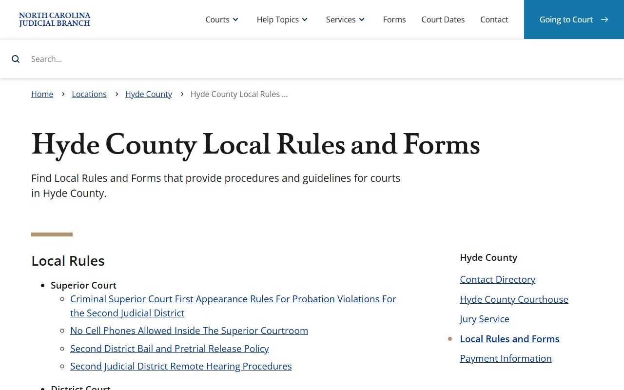 Hyde County traffic court records