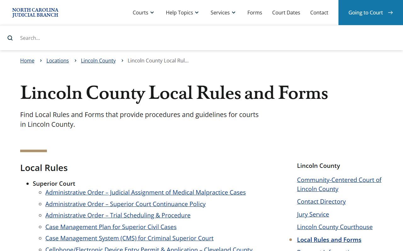 Lincoln County local rules for traffic court cases