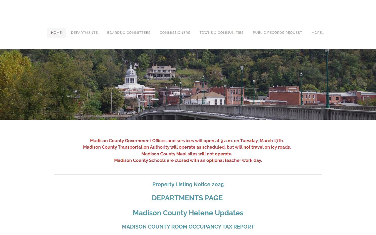 Madison County government website for county services