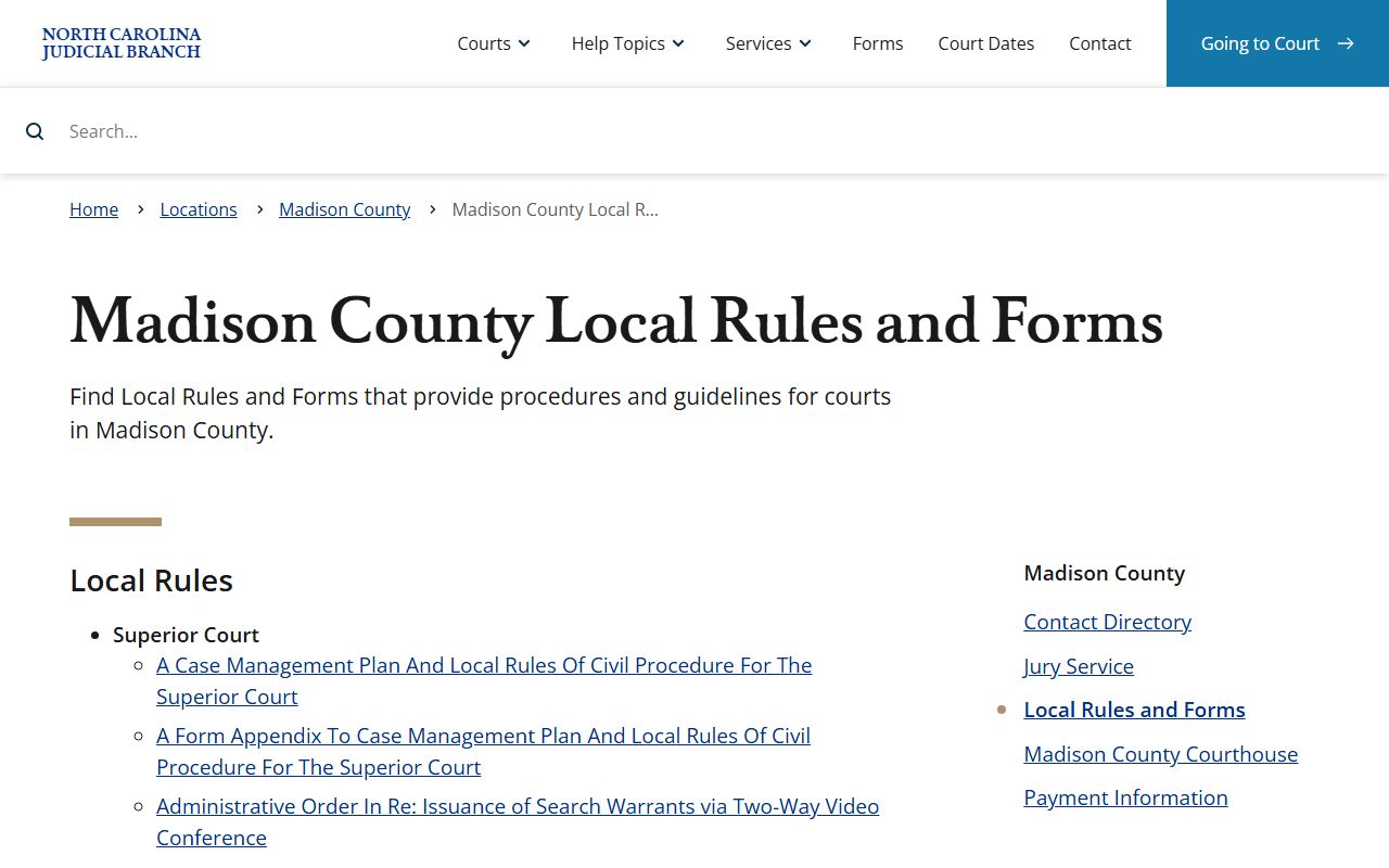 Madison County local rules for traffic court