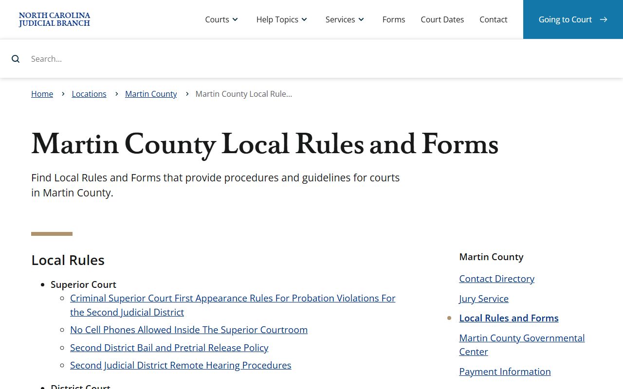Martin County local rules for traffic court