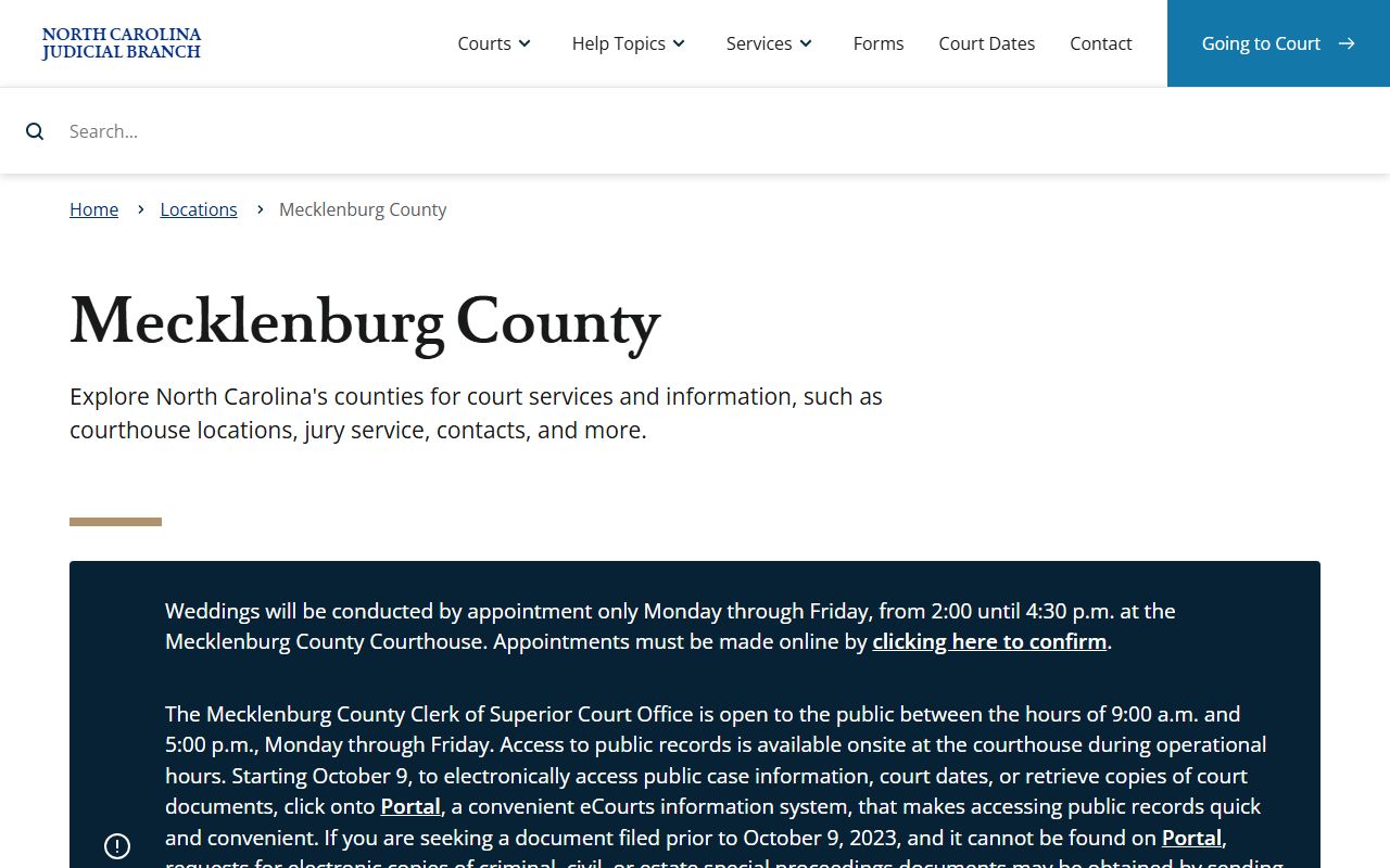 Mecklenburg County Clerk of Superior Court for traffic records