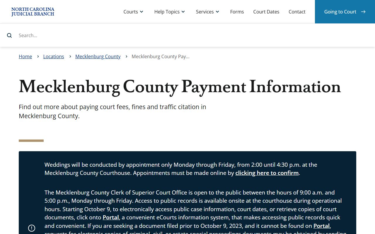 Mecklenburg County traffic ticket payment information