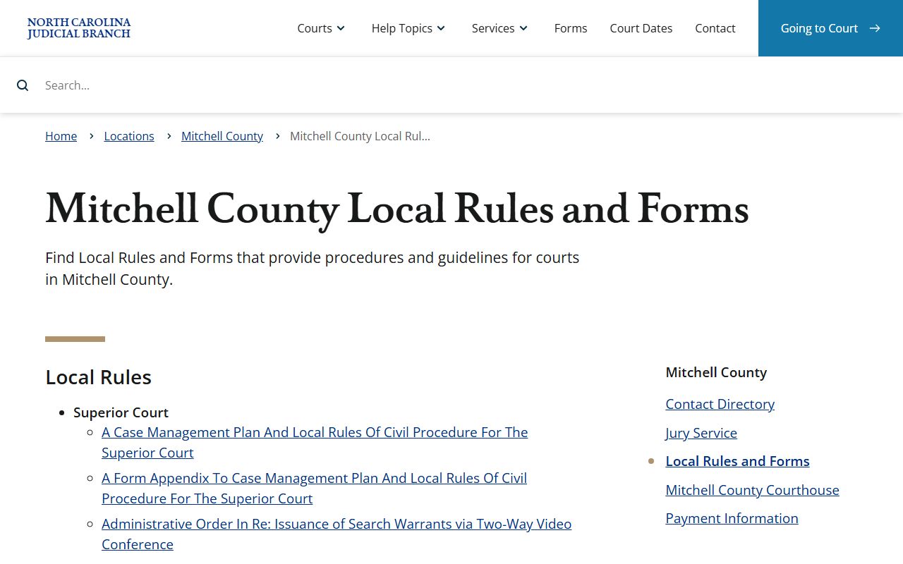 Mitchell County local rules for traffic court