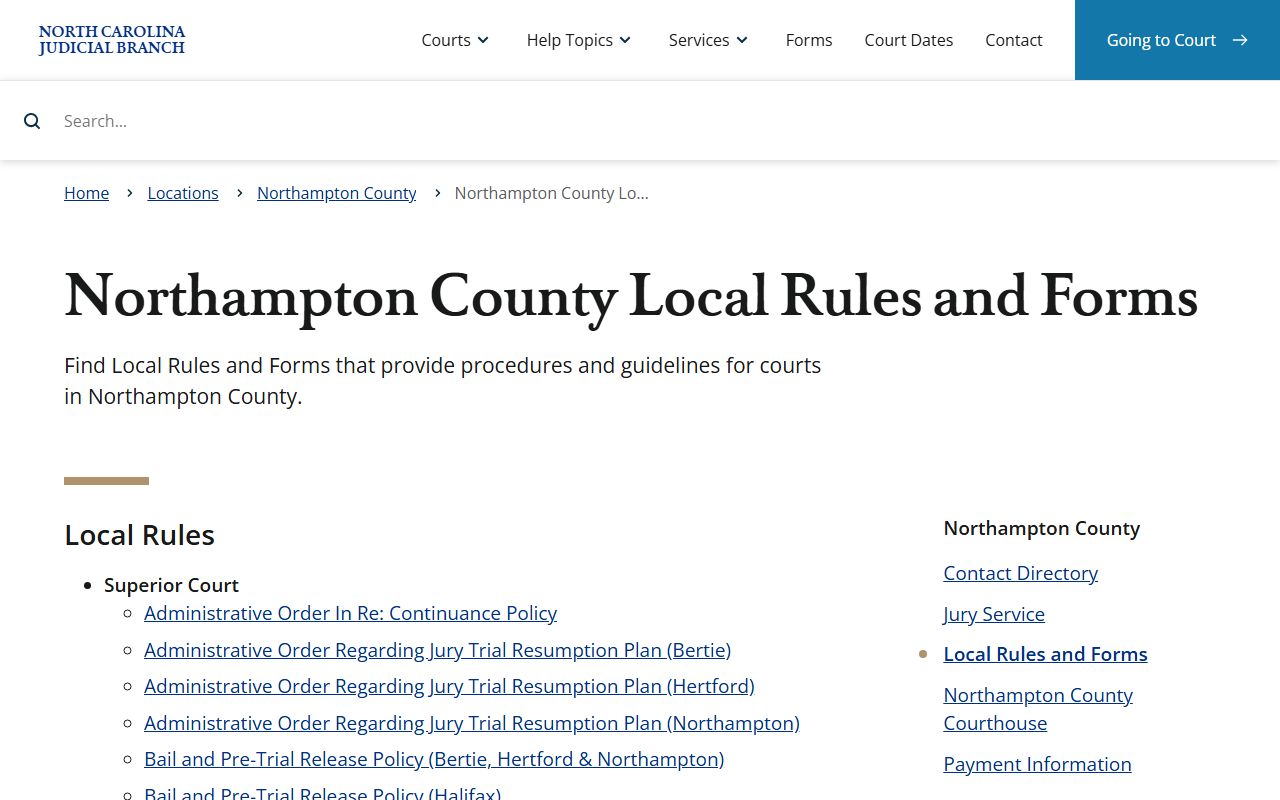 Northampton County local rules for traffic court