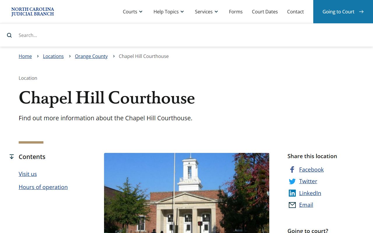Chapel Hill Courthouse for Orange County traffic court