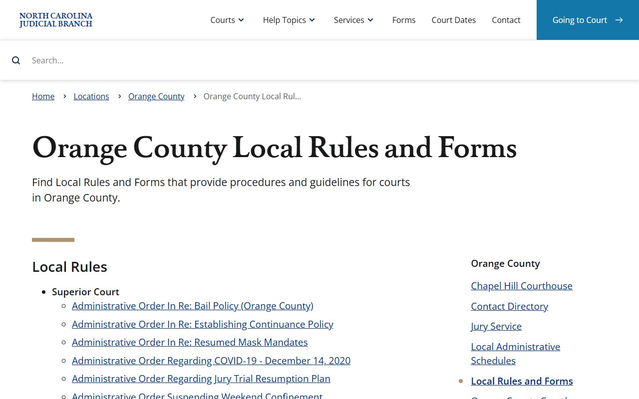 Orange County local rules for traffic court