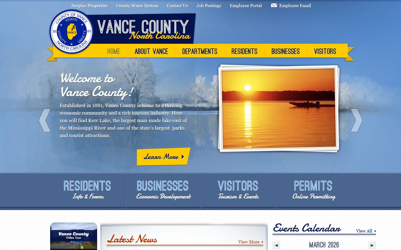 Vance County government website for traffic court information