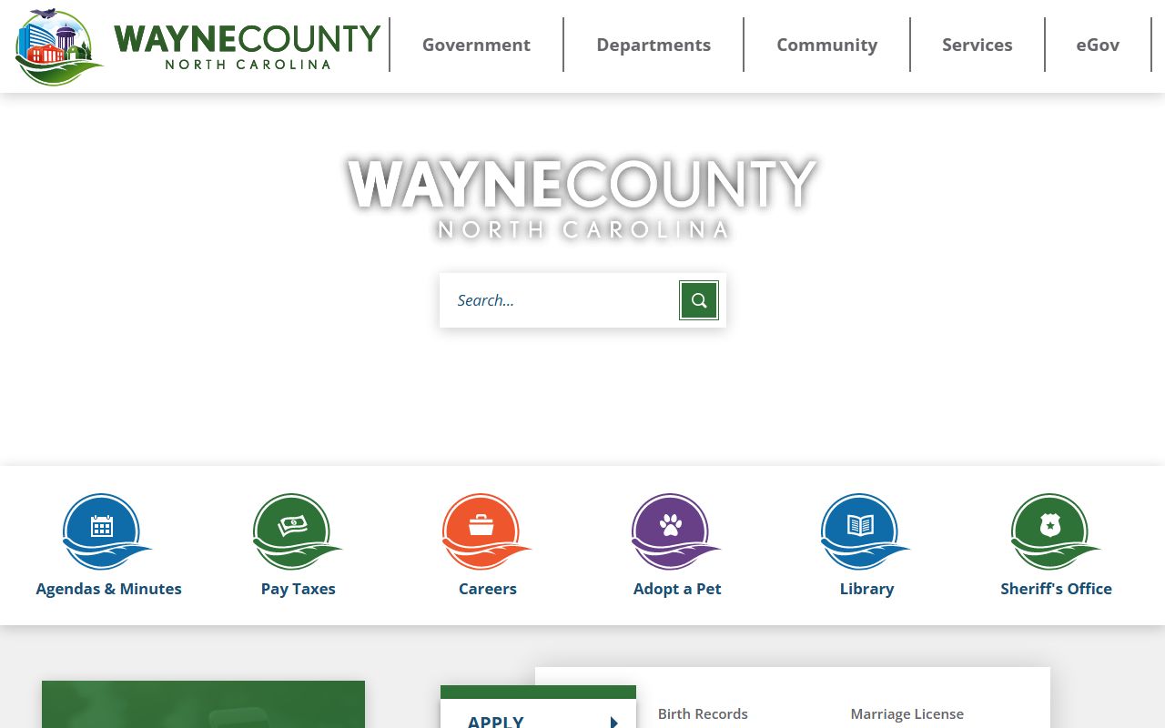 Wayne County government website for court information