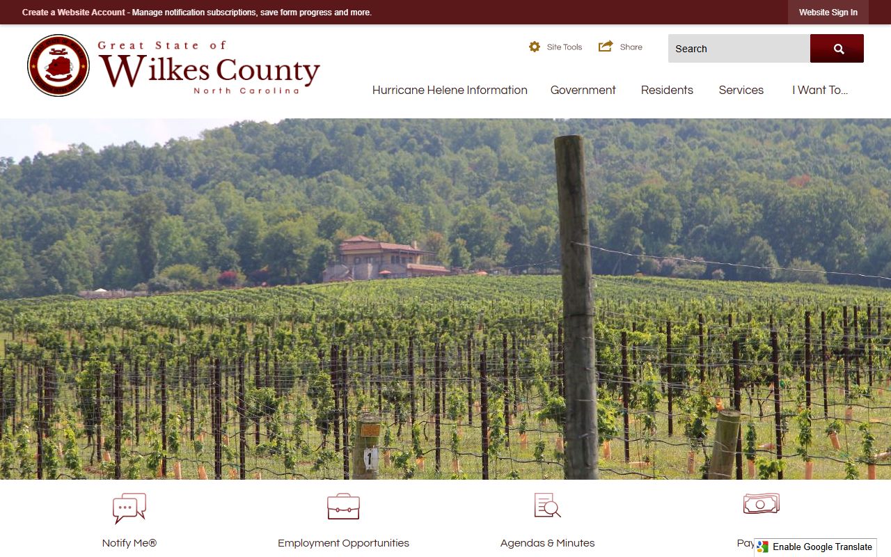 Wilkes County government website for court information
