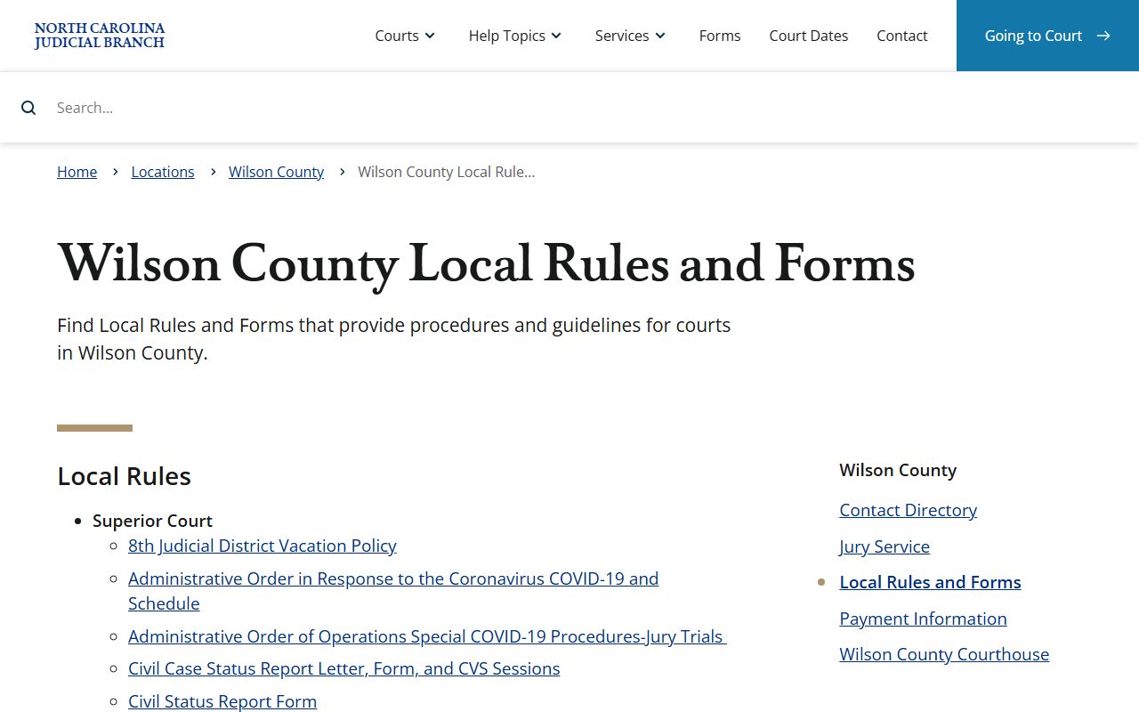 Wilson County local rules for traffic court cases