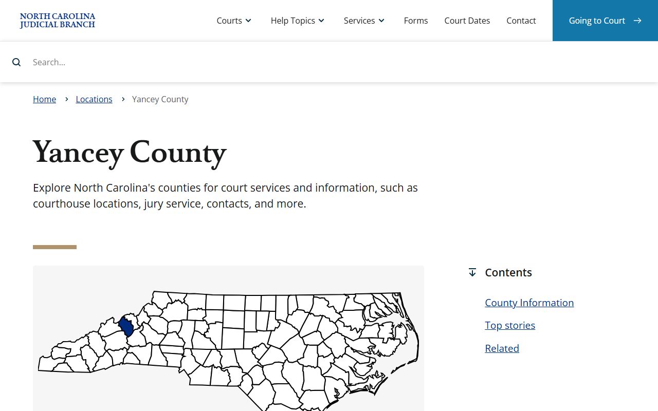 Yancey County Clerk of Superior Court for traffic court records