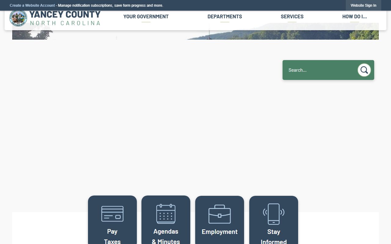 Yancey County government website for court information